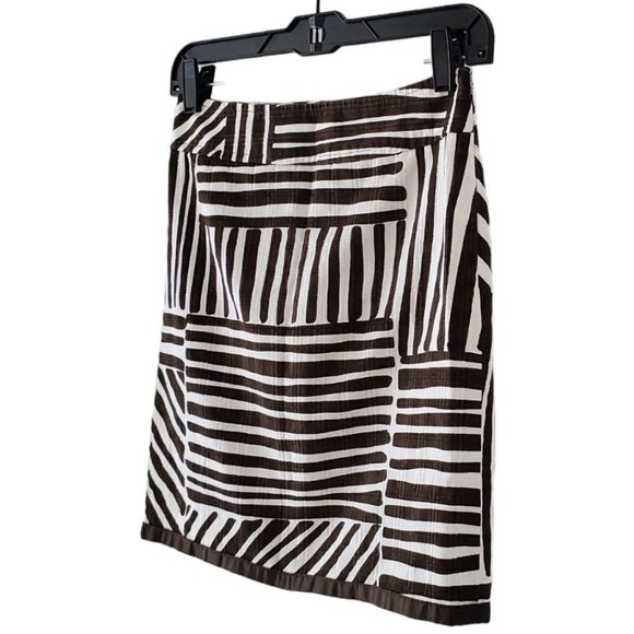 Ann Taylor Tribal Mudcloth Print Textured Mini Skirt | NWOT | 00P | Brown White - Picture 3 of 14